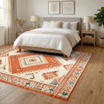 thumbnail image 3 of ODIKA 6'x9' Ultra-Soft Area Rug, Hallway Wide Taupe Boho Southwestern Fret Border Hallways Entry None Washable, Bare feet friendly, Silk-Touch for Guest Room, Bedroom, 3 of 7
