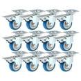 thumbnail image 1 of Ruedas Caster Wheels, paquete de 12 unidades, con placa giratoria de freno, poliuretano azul, de 2 a 5 pulgadas, 1 of 9