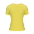 thumbnail image 3 of AherBiu Going out Tops for Women Ribbed Short Sleeve Crewneck Slim Basic Layer Summer Top Tees Shirts, 3 of 5