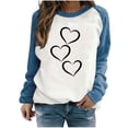 thumbnail image 2 of Womens Color Block Sweatshirts Fall Casual Crew Neck Shirts Long Sleeve Oversized Pullover Tops Blue 2XL, 2 of 4