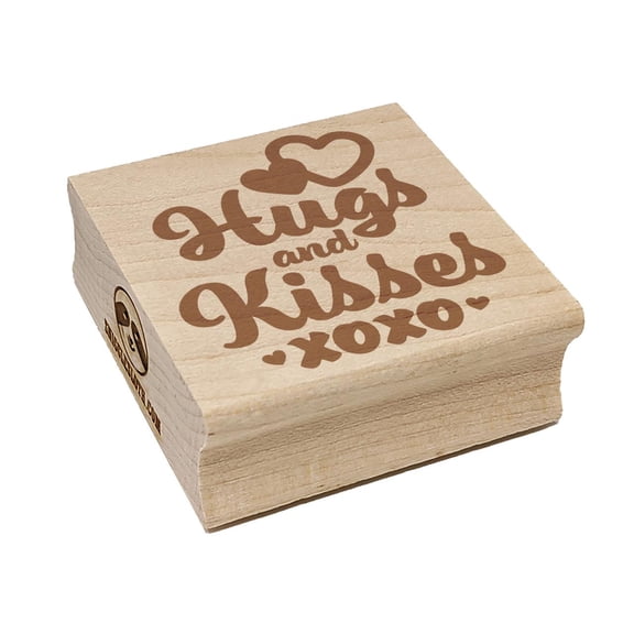 Hugs and Kisses XO Hearts Fun Text Square Rubber Stamp Stamping Scrapbooking Crafting - Small 1.25in