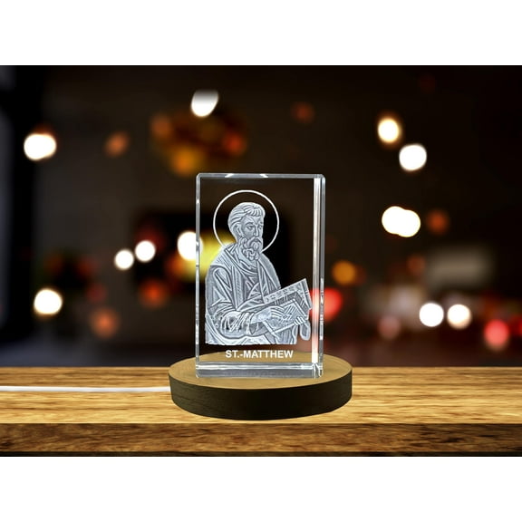 St. Matthew | Patron Saint of Bankers and Tax Collectors Gift | Religious 3D Engraved Crystal
