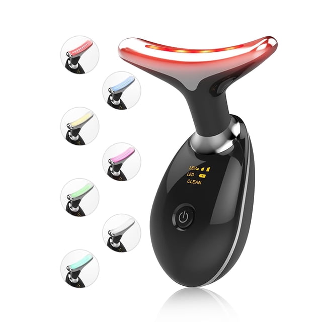 Dispositivo de belleza facial Herramientas multifuncionales para el cuidado de la piel facial con vibración Luz LED roja y azul Dispositivo de belleza LED para rostro y cuello de 7 colores para uso do