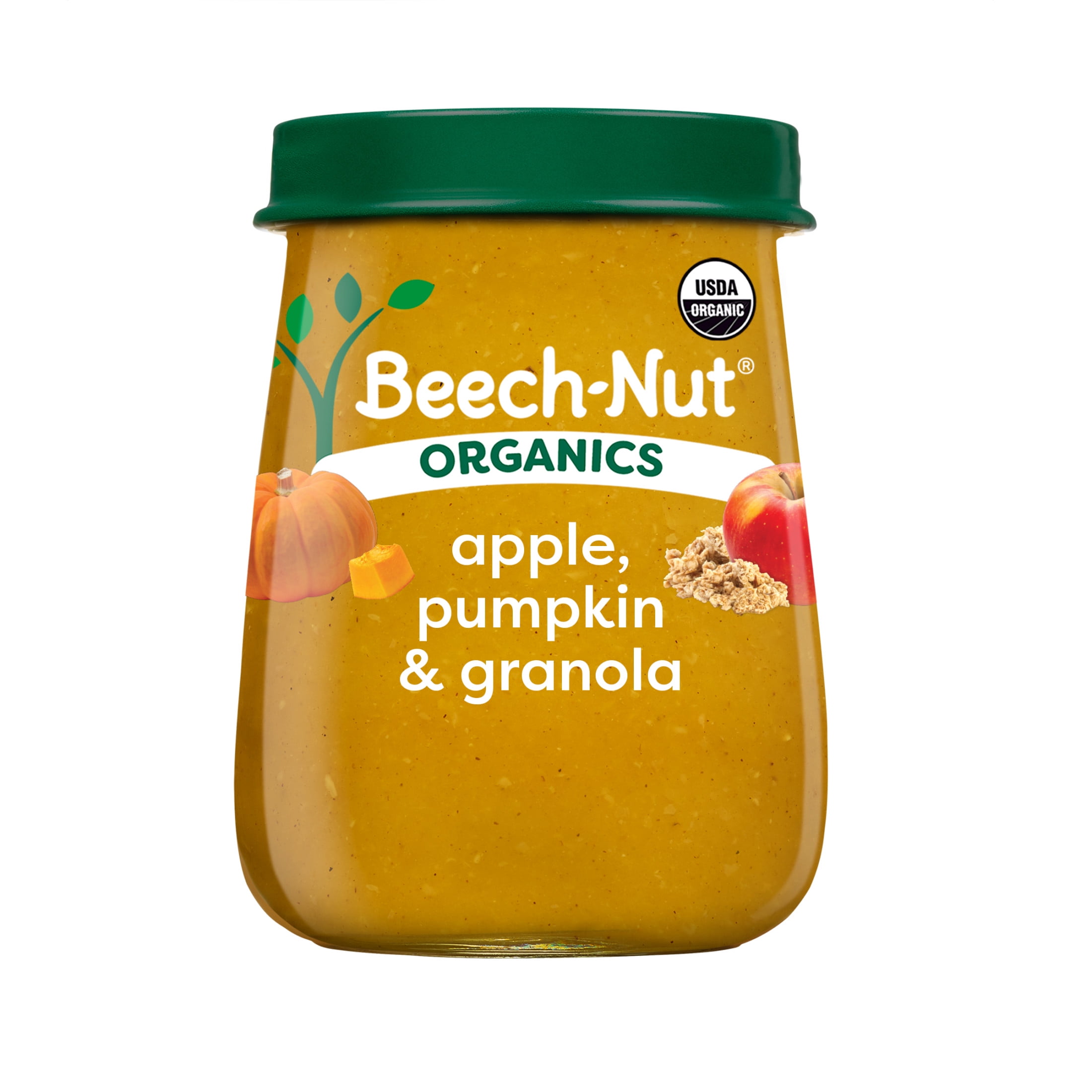 (6 pack) Beech-Nut Organics Stage 2 Organic Baby Food, Apple Pumpkin & Granola, 4 oz Jar