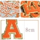 thumbnail image 2 of Parches de chenilla naranja con letras para planchar de alta calidad, apliques bordados para manualidades de costura con personalidad DIY, 2 of 5