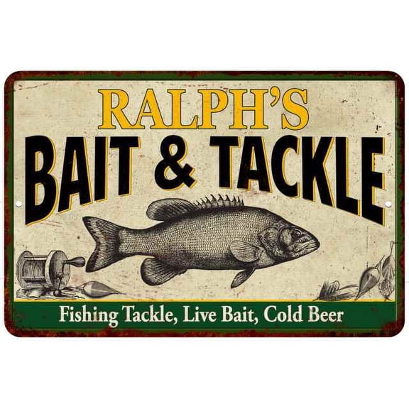 RALPH'S Bait & Tackle Metal Sign Man Cave 8x12 108120016065