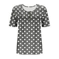 thumbnail image 6 of T Shirts for Women Plus Size Short Sleeved Polka Dot Round Neck Button Up Pleated T Shirt Top, 6 of 6
