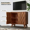 thumbnail image 6 of Wirrytor Fluted Storage Cabinet, Sideboard Buffet Cabinet with Adjustable Shelf and Metal Handles, Wood Accent Storage Cabinet, Credenza for Living Room, Bedroom, Dining Room, Entryway (Walnut), 6 of 8