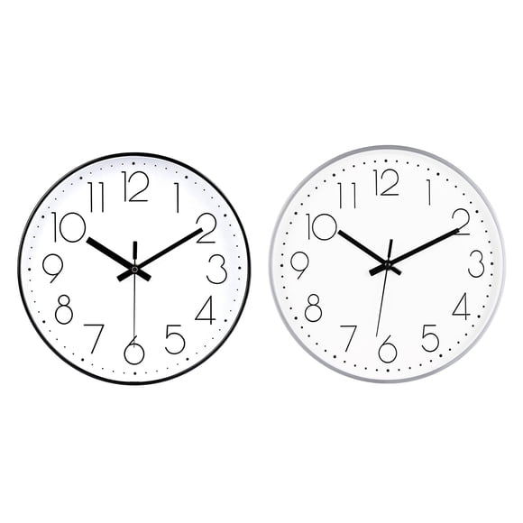 Reloj de pared jomparis 30 cm, paquete de 2, negro y plateado