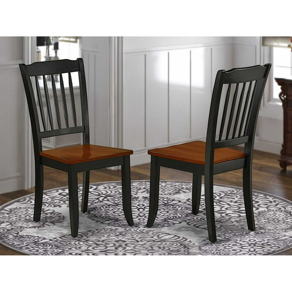 East West Furniture Danbury 11" Wood Dining Chairs in Black/Cherry (Set of 2)