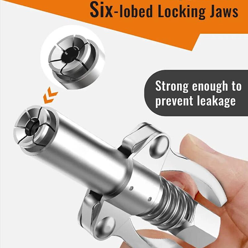 2PCS Grease Gun Coupler High-Pressure Quick Release Lock Oil Injection Nozzles