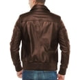 thumbnail image 3 of USTRADEENT Men's 100% Lambskin Lightweight Classic Shirt Collar Style Bomber Leather Jacket, 3 of 5