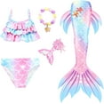 thumbnail image 1 of 5PCS Mermaid Tails for Swimming for Girls Kids Mermaid Swimsuit Costume Princess Bikini Set Bathing Suits High quality, 1 of 5