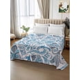 thumbnail image 2 of Twin Flat Sheet 66"x96", Blue Paisley Soft Lightweight Bedding Flat Sheets Only, Ethnic Abstract Art Vintage Brushed Microfiber Top Bed Sheet, Breathable StainResistant Bedsheets, 2 of 9