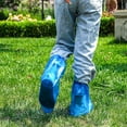 thumbnail image 5 of Scheam 10 Pairs Plastic Rain Boot Covers,Disposable Shoe Covers,Waterproof Shoe Protectors,Non-Slip Outdoor Overshoes,Elastic Band Design,for Women and Men (Blue), 5 of 7