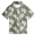 thumbnail image 2 of Boys Summer T-Shirts Tropical Print Turndown Collar Pullover Tops Comfort Breathable Tee Blouses Summer Clothes,Light Green,10-11 Years, 2 of 3