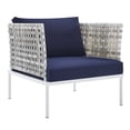 thumbnail image 6 of Modway Harmony 5-Piece  Sunbrella® Basket Weave Outdoor Patio Aluminum Seating Set in Taupe Navy, 6 of 10