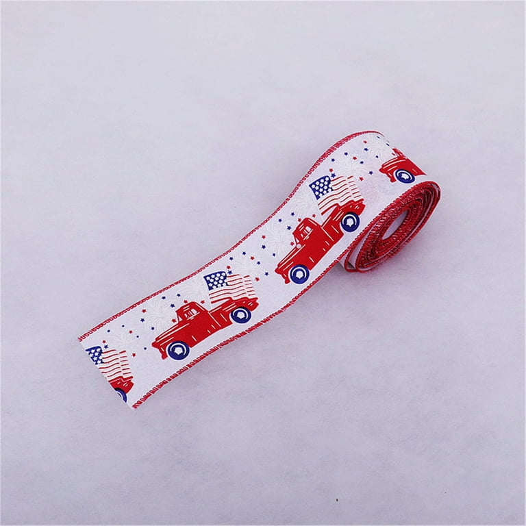 Patriotic Stripe Wired Ribbon, 1.5 Wide, Red White and Blue TEN YARD ROLL  George July 4th Independence Day Wire Edged Ribbon 