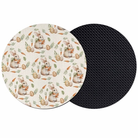 Easter Bunny Coasters Set of 2 Absorbent Coasters for Drinks Spring Easter Eggs Botanical Linen Coaster for Desk Coffee Table Protection Home Decor House Warming Gifts 4
