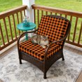 thumbnail image 4 of Outdoor Patio Cushion Covers 4 Pack Orange Black Plaid Patio Chair Cushion Covers with Ties and Zipper Farmhouse Buffalo Check Waterproof Outdoor Seat Cushion Covers for Patio Furniture 22"x20", 4 of 8