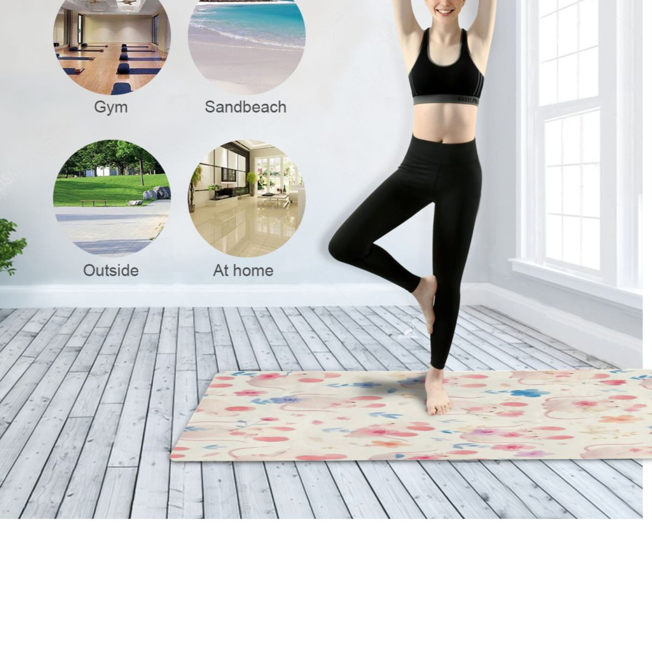BZSMCE Yoga Mat Women Fitness Mat Pink Mouse Pattern