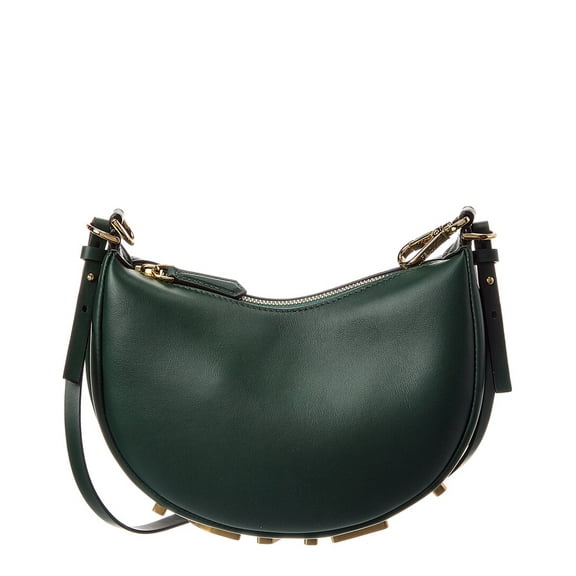 FENDI Fendigraphy Mini Leather Hobo Bag, Green
