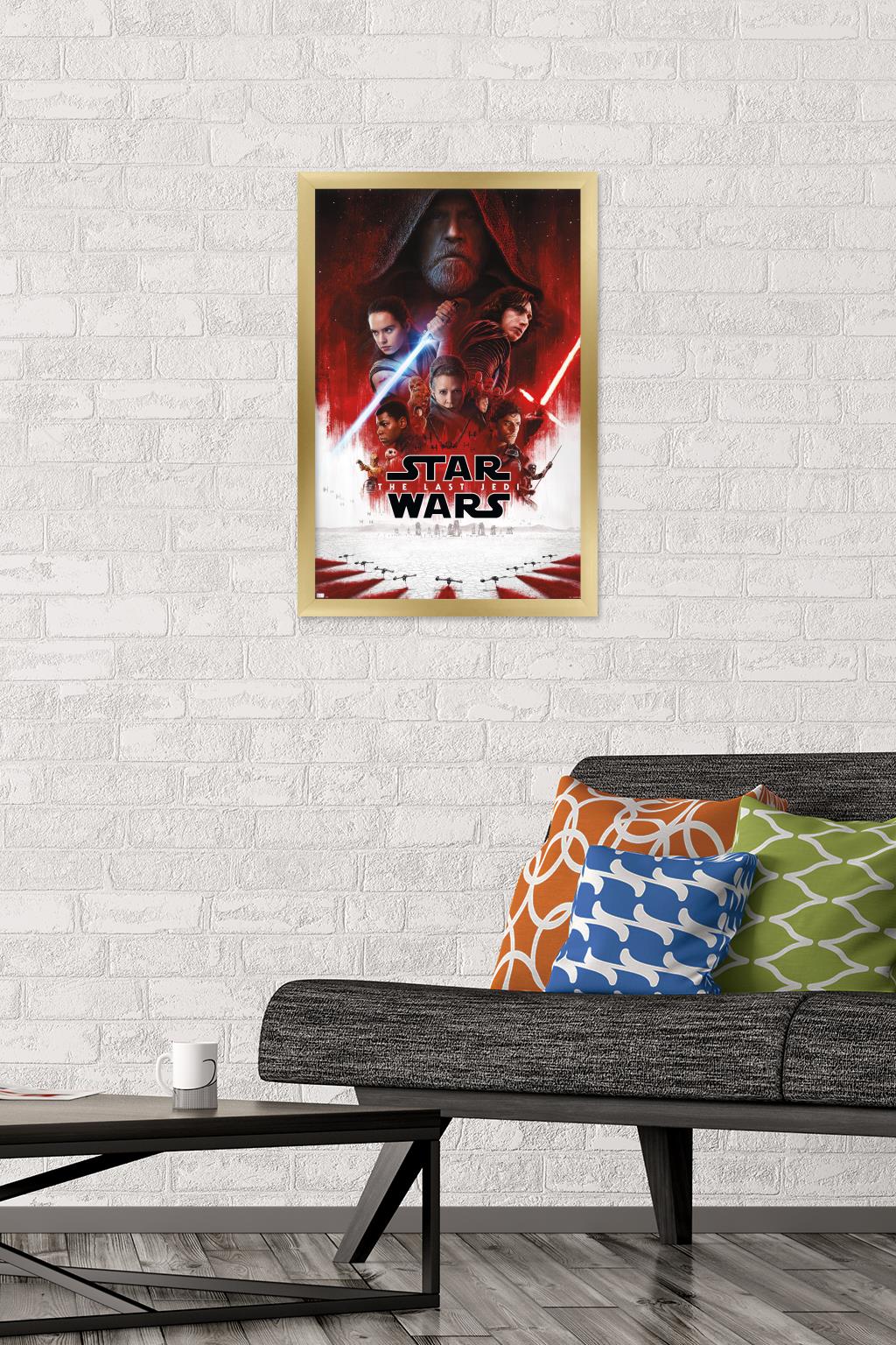 Star Wars: The Last Jedi - One Sheet (No Billing Block) Wall Poster, 14.725" x 22.375" Framed