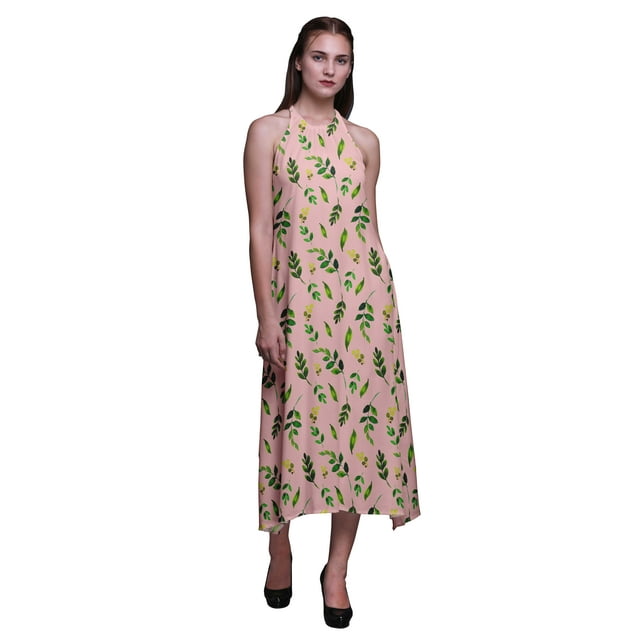 Bimba Robe Longue Dos Nu à Col Halter Imprimée pour Femmes - TG