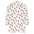 thumbnail image 4 of Ounisa 3/4 Length Sleeve Womens Christmas Tops Casual Loose Fit V Neck T Shirts Cute Solid Three Quarter Length Tunic Santa Claus Snowflake Blouse, 4 of 5