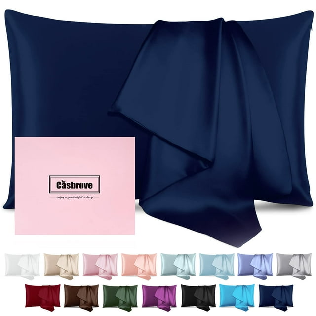 Fundas de Almohada de Seda Casbrove Seda de Morera Suave Azul Teal 1 Unidad