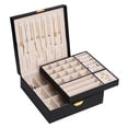 thumbnail image 4 of Jewelry Display Organizer Large Capacity Storage Box Rings Jewellry Stand Leather Holder for Home Travel Square Shaped Multifunction Case Black, 4 of 8