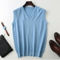 thumbnail image 4 of Bcfgryg Sweater Vest Men's Sleeveless Knitted Vest V Neck Knitted Vest Spring Plain Sleeveless Knitted For Men Mens Cardigans Blue XXL, 4 of 4