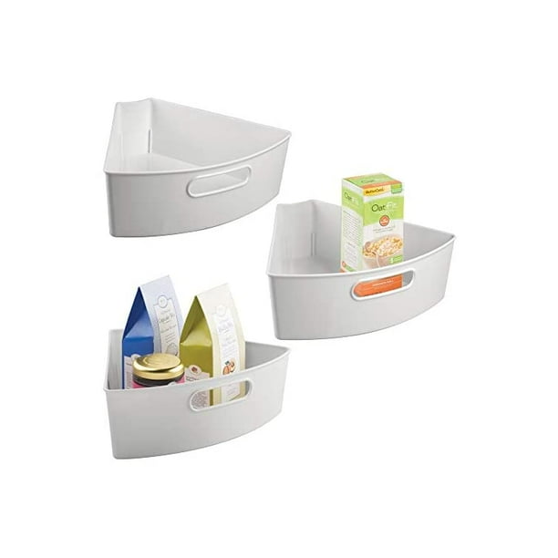 Kitchen Plastic Lazy Susan Storage Organizer Bins with Front