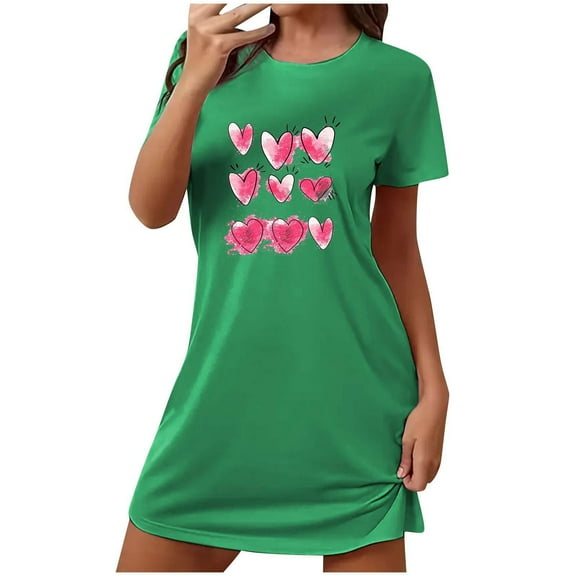 Generic Nightgowns for Women Cotton Sleep Shirts Womens Nightgown Short Sleeves Print Night Shirts Soft Sleepwear