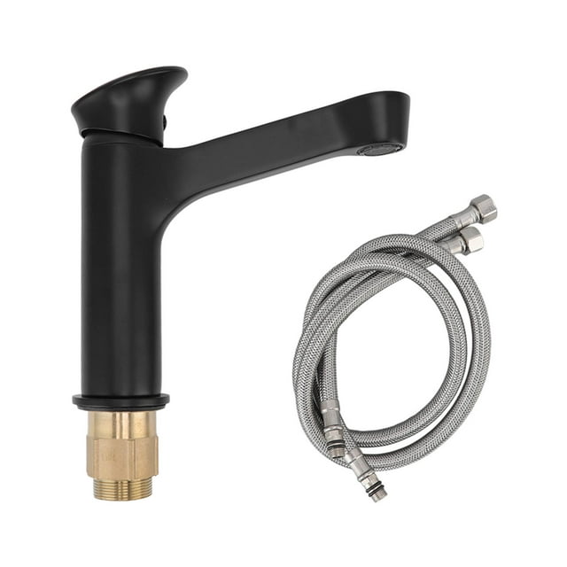 Grifo de fregadero de cobre, agua fría y caliente, a prueba de óxido, grifo mezclador de lavabo moderno para baño, cocina, negro