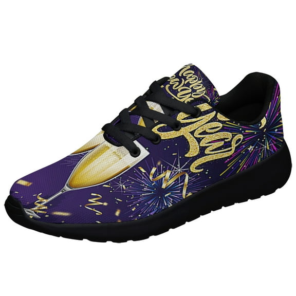 Happy New Year Champagne Shoes Sneakers Black Size 3.5