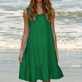 thumbnail image 1 of fartey Robe Décontractée pour Femmes Été Unie Col Rond à Étages Ample Robe Débardeur Sans Manches Ligne A Confortable Midi Robe de Plage, 1 of 7