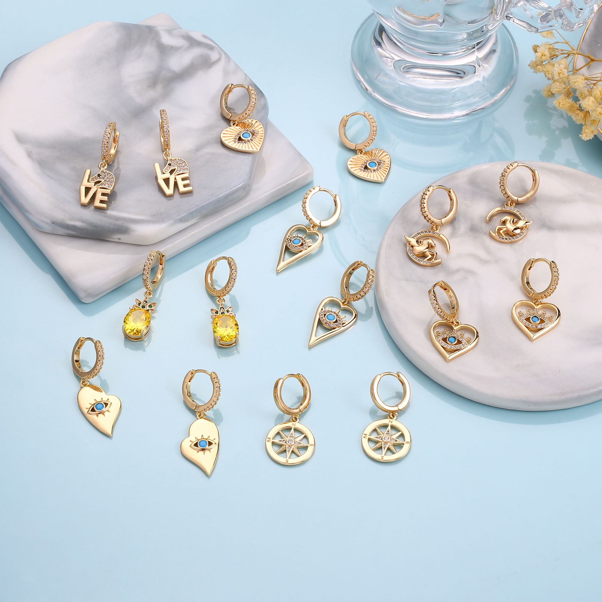 ●TATIANA● Silver 925 Ribbon Heart Dangle Hoop Earrings EC3 Designer fashion, Seoul-fully created | W Concept