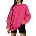 thumbnail image 2 of Jinhomg Oversized Solid Sweatshirt for Women Loose Comfy Long Sleeve Pullover Tops Dressy Causal Crew Neck Holiday Blouse Fall Winter Thermal Sweatshirts Hot Pink M, 2 of 6