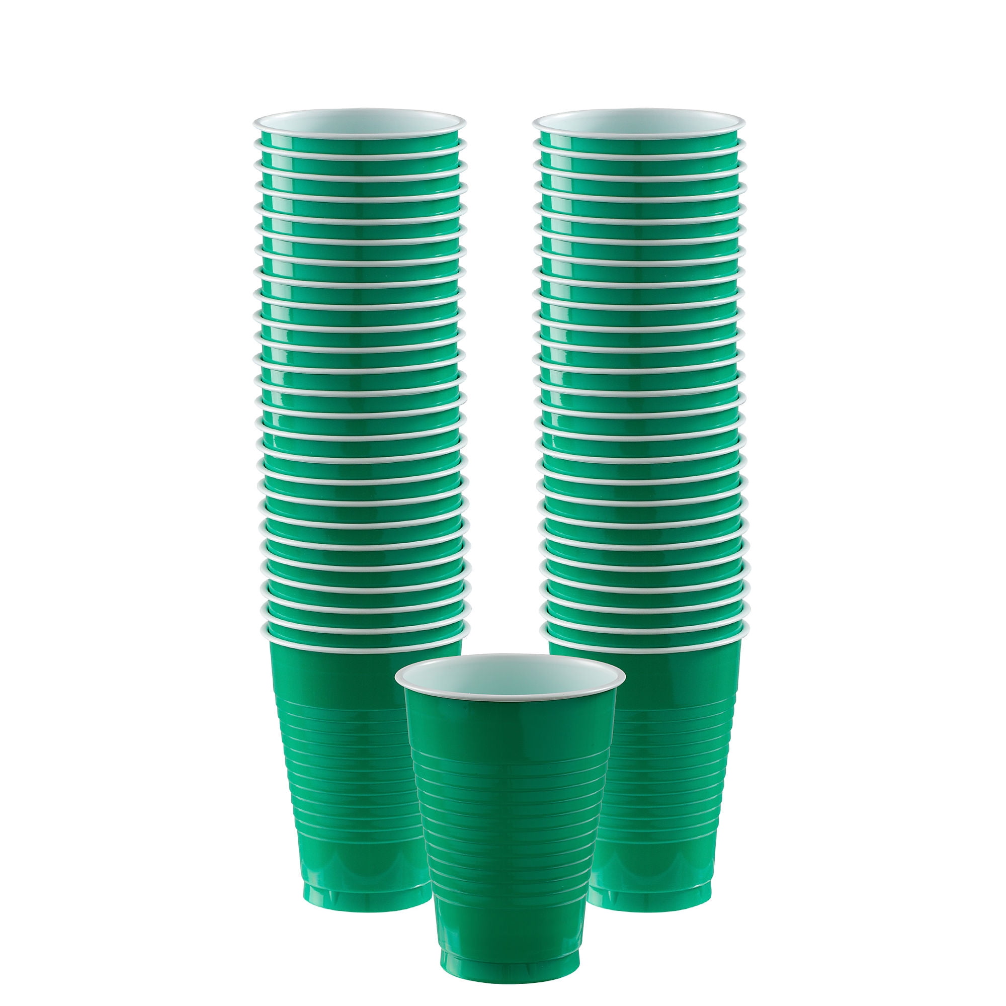Amscan Plastic Cups, 12 Oz, Festive Green, 50 Cups Per