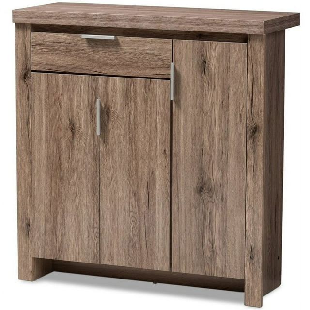 Bowery Hill Contemporary Shoe Cabinet in Oak Brown