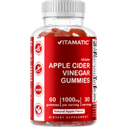 Vitamatic Apple Cider Vinegar Gummies - 1000mg per serving - 60 Vegan Gummies - ACV Gummies for Detox, Weight Loss Support, Energy Boost, Digestion & Gut Health