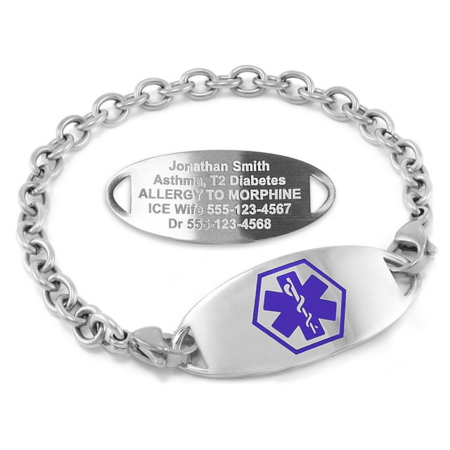MedicEngraved Stainless Steel Custom Medical Alert Bracelet - 5mm Oval Link