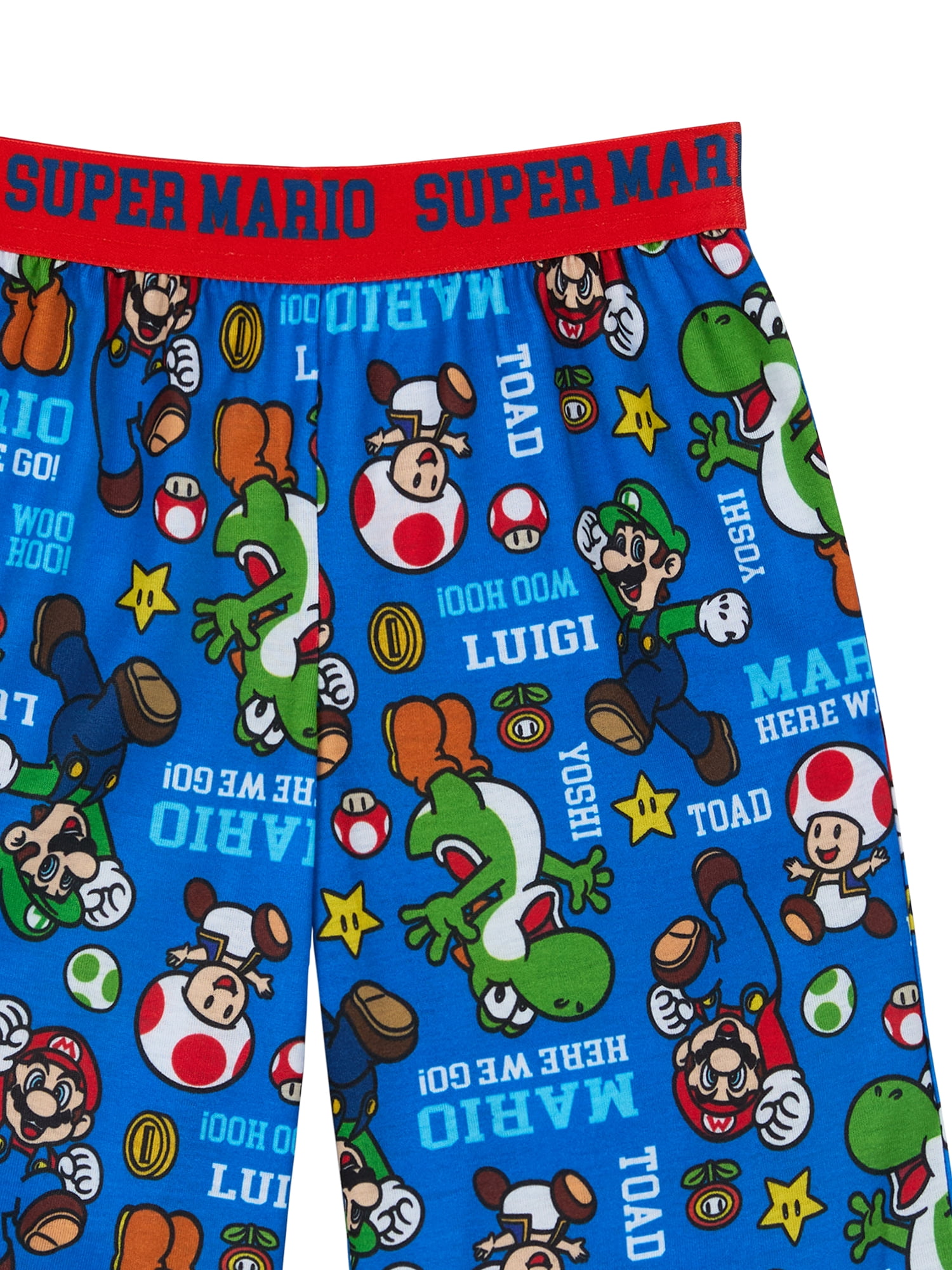 Super Mario Boys Short Sleeve Sleep Top and Shorts Pajama Set, 2-Piece, Sizes 4-12