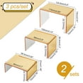 thumbnail image 2 of 2 Set 6pcs Golden Acrylic Display Risers Product Stand Shelf 3-Tier Perfume Organizer Clear Countertop Showcase for Craft Cupcake Dessert Curio Cabinet Collection 1.4/2.3/2.9 Inch High, 2 of 7