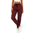 thumbnail image 4 of Fewfanhot Sweat Pants for Womens Waffle Knit Pants Elastic Waist Drawstring Jogger Sweatpants with Pockets, 4 of 8