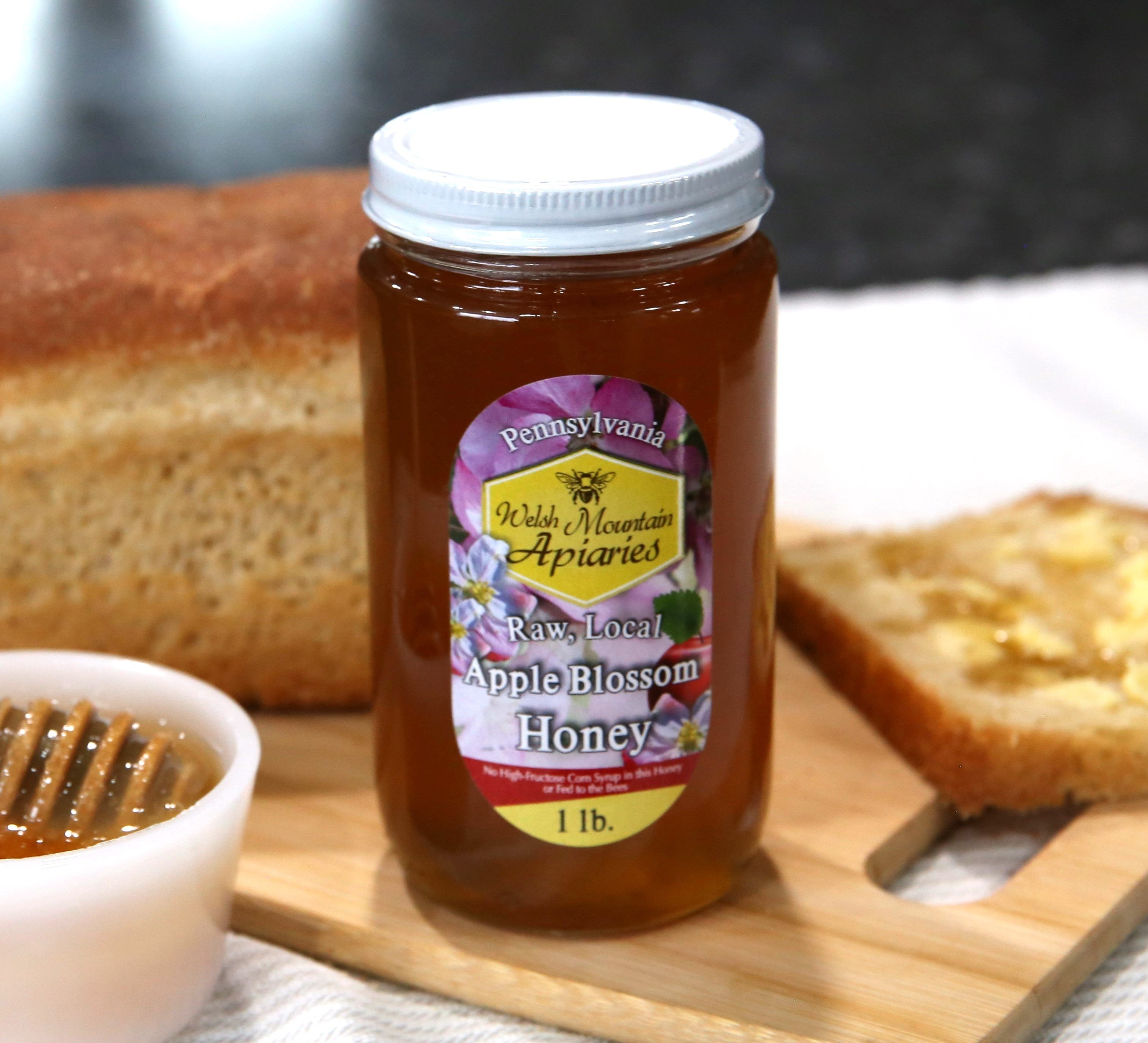 Pennsylvania Apple Blossom Honey by Welsh Mountain Apiaries, Raw and Unfiltered, 16 Ounce Jar Pack of 3