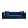 thumbnail image 3 of Inspired Home Grant Navy Velvet Sofa - Biscuit Tufted | Lucite Leg | Sinuous Springs, 3 of 11