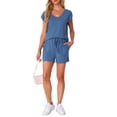 thumbnail image 2 of Conjunto de lounge de 2 piezas para mujer INSPIRE CHIC, suéter de punto, camiseta de manga corta y pantalones cortos, pijama, 2XL, azul, 2 of 5