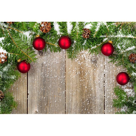 GreenDecor 7x5ft Christmas Tree Backdrop Xmas Pine Branch Decoration Photography Background Snowflake New Year Balls Kid Baby Child Artistic Portrait Photo Shoot Studio Props Video Drop Drape